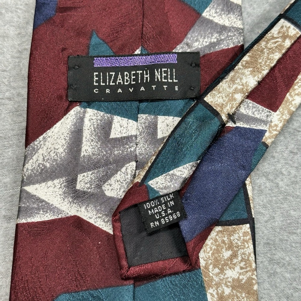Vintage Elizabeth Nell Cravatte 100% Silk Mens Tie Made USA Multicolor 58x3.75" - Picture 2 of 6